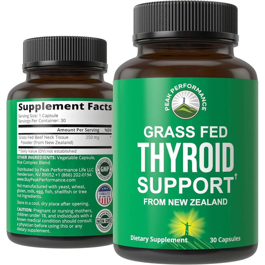 Raw Desiccated Thyroid Supplement. Grass Fed New Zealand Beef Neck & Thyroid Gland Capsules for Women and Men. Ancestral Living Ethically Sourced Bovine Supplements for Energy and Metabolism Support