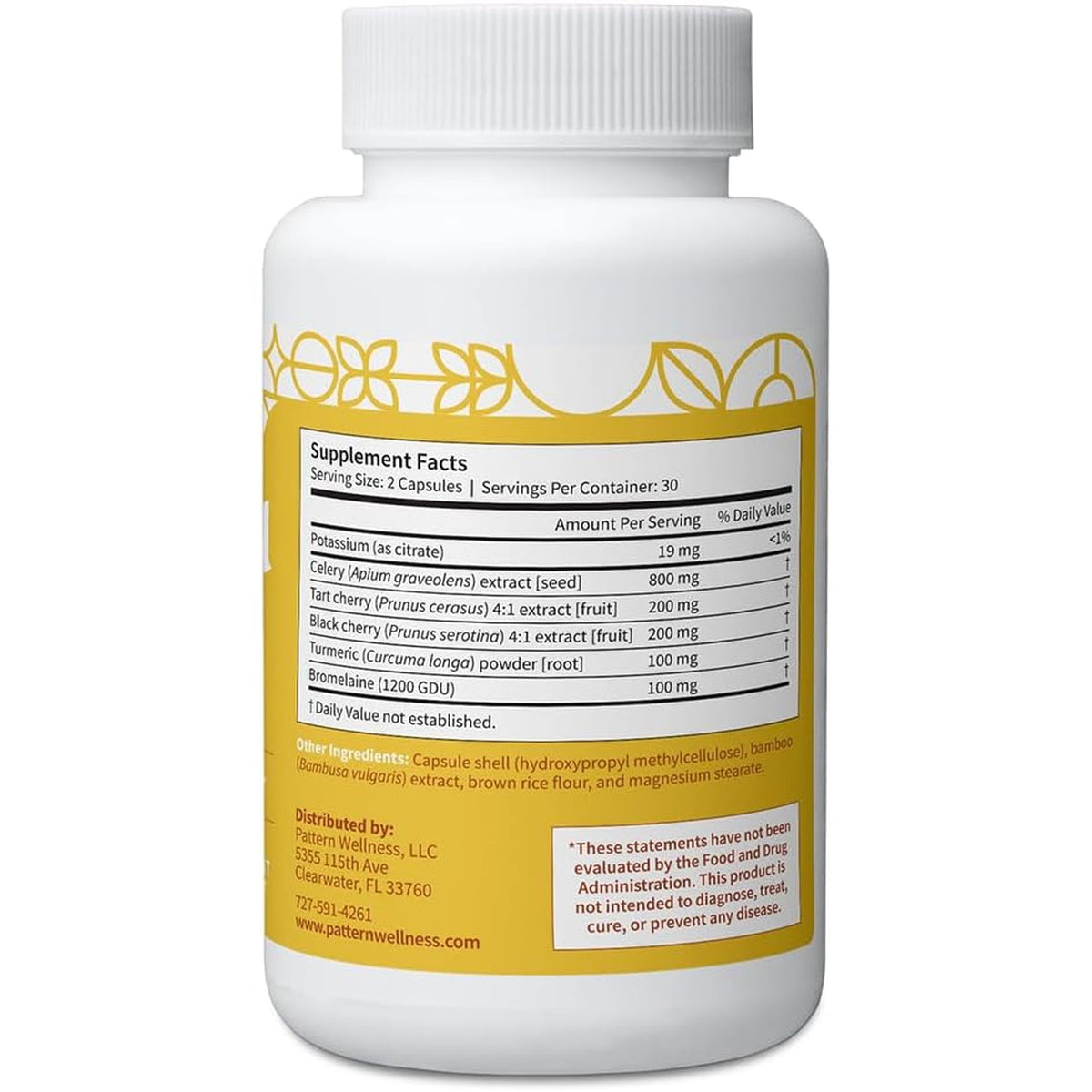 Pattern Wellness Uric Acid Support Supplement – Supports Uric Acid Balance & Joint Wellness – Herbal Formula – 3Rd Party Lab Tested – 60 Veggie Capsules