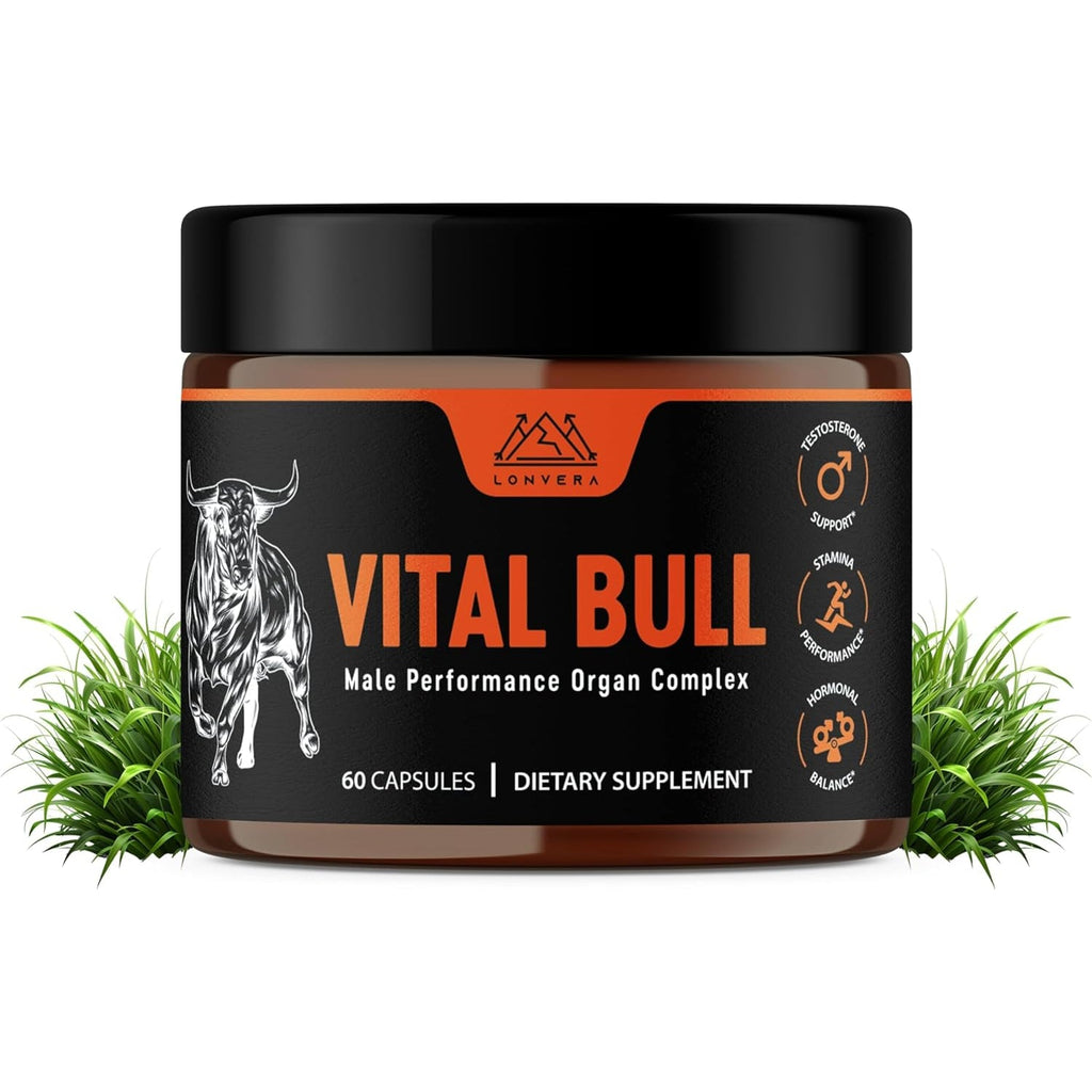 Vital Bull Beef Organ Supplement for Men with Grass Fed Liver, Testicle, Prostate & Bone Marrow – Freeze Dried Beef Organ Capsules for Nutrient Support – 30 Day Supply