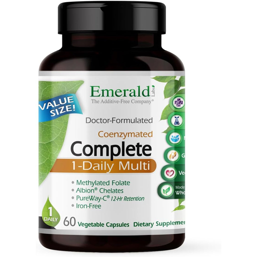 EMERALD LABS Complete 1-Daily Multi - Complete Multivitamin for Men & Women with Vitamin C, Methylated Folate, Whole-Food Blend & More for Immune Support, Bone Health & More* - 60 Vegetable Capsules