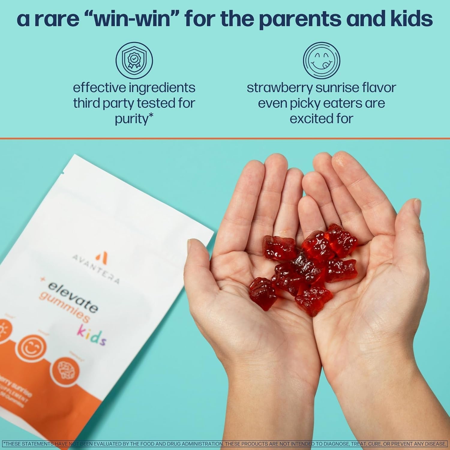 Avantera Elevate Kids Gummies - Best Focus Gummies for Memory & Brain Support - No Caffeine - Low Sugar - 56 Gummies for Ages 6+