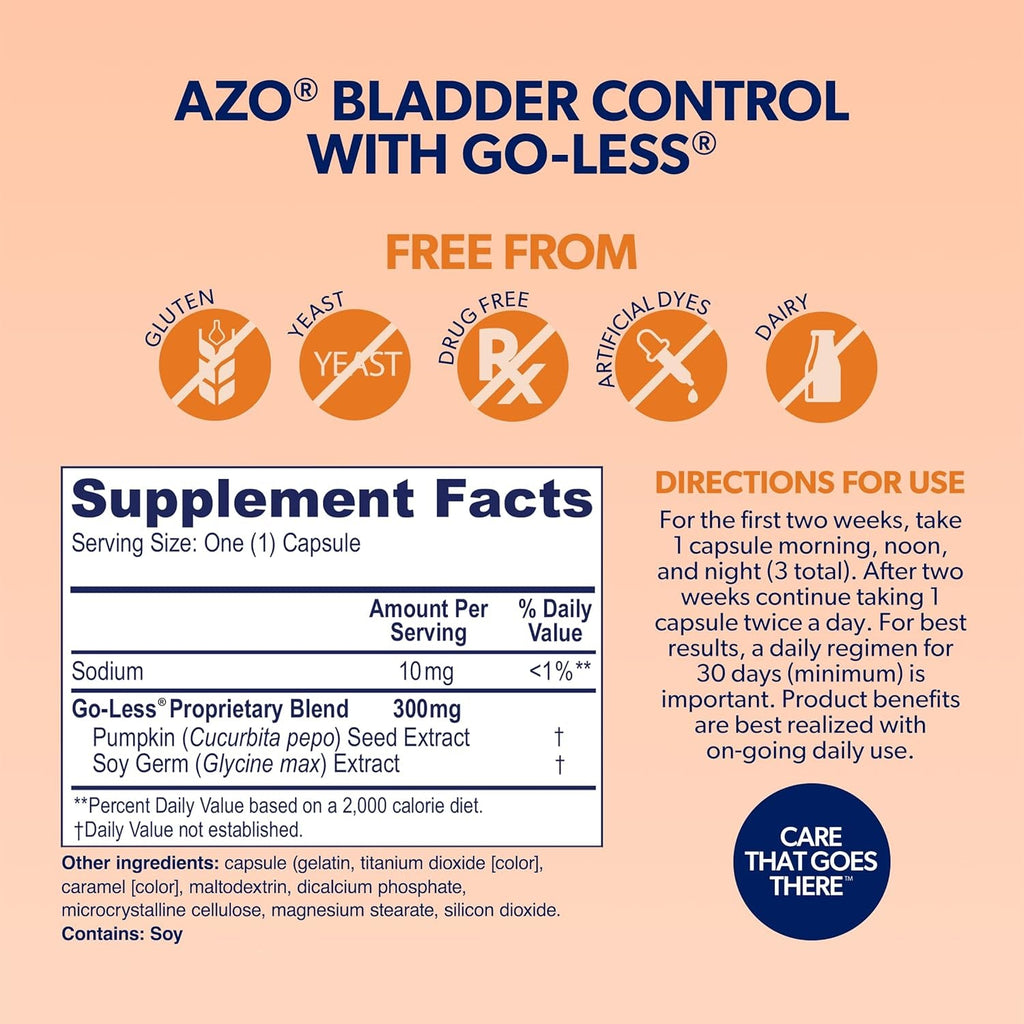 AZO Bladder Control with Go-Less® & Weight Management Dietary Supplement | Helps Reduce Occasional Urgency* | Promotes Healthy Metabolism* | Supports a Good Night’S Sleep* | 48 Capsules