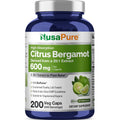 Nusapure Citrus Bergamot Capsules, 600 Mg, 200 Veg Capsules (Non-Gmo, Vegan)