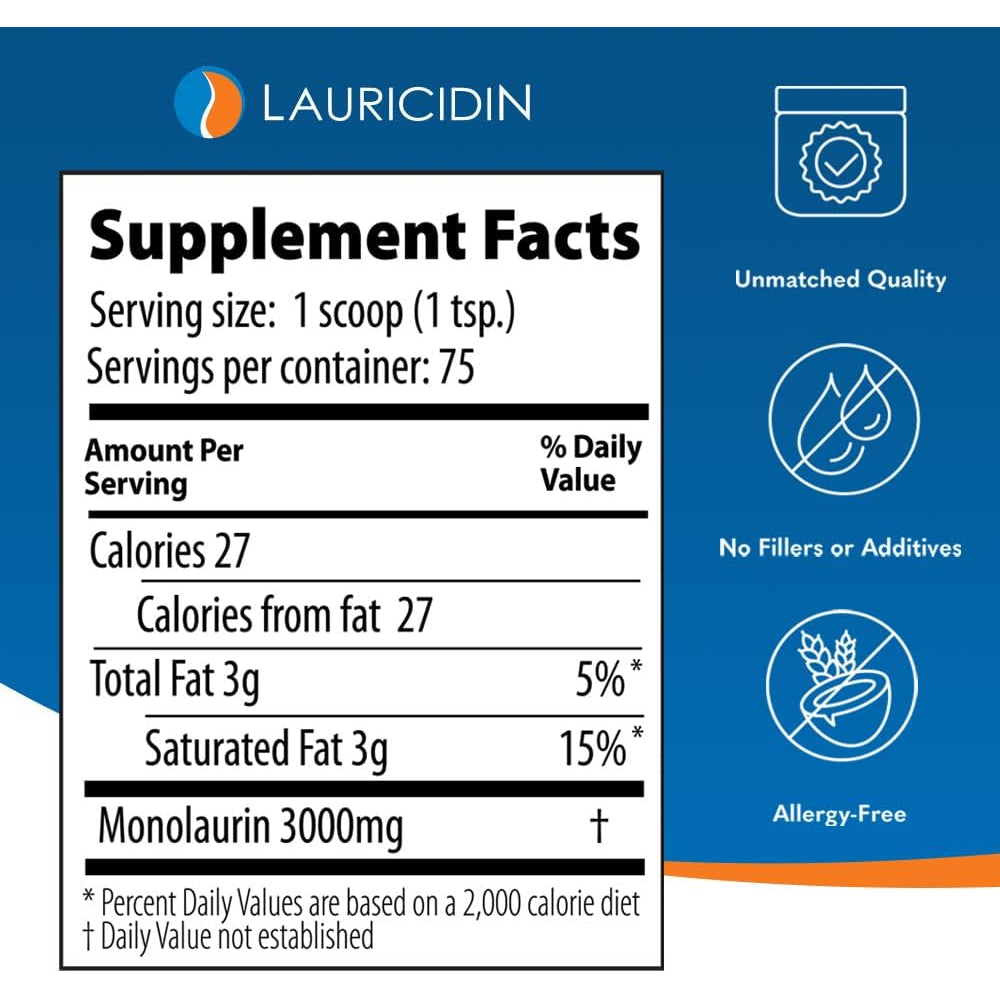 Lauricidin- the Original Monolaurin Supplement- 3000Mg per Serving- 227G per Jar (Essential Immune Support and Gut Health)