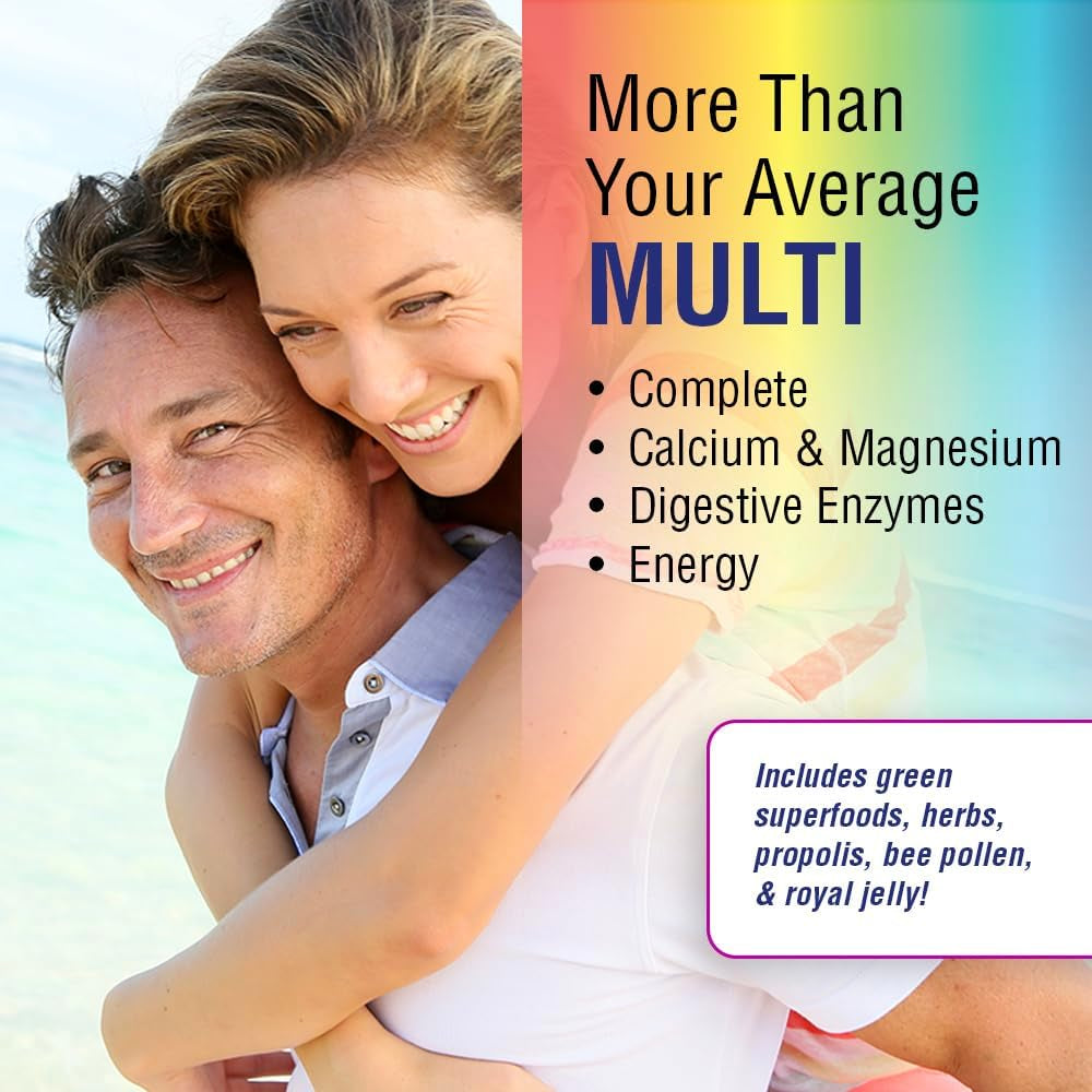 SOLARAY Spectro Multivitamin, Iron Free - Multi Vitamin W/Calcium, Magnesium, Energizing Greens, Digestive Enzymes - Digestion, Cellular Energy, Bone Health, Immune Support, 60 Servings, 360 Capsules