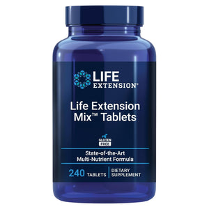 Life Extension Mix Tablets, High-Potency, Advanced Vitamin, Mineral, Fruit & Vegetable Formula, Vitamin C, B, D, E, Magnesium, for Whole-Body Health, Healthy Aging, Gluten-Free, 240 Tablets