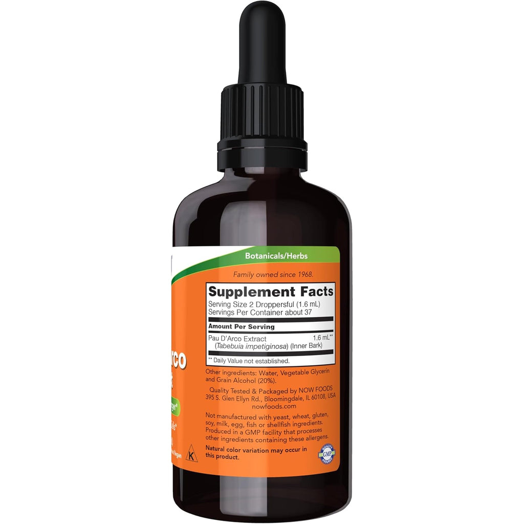 NOW Foods Supplements, Pau D'Arco Extract Liquid with Dropper, Free Radical Scavenger*, 2-Ounce