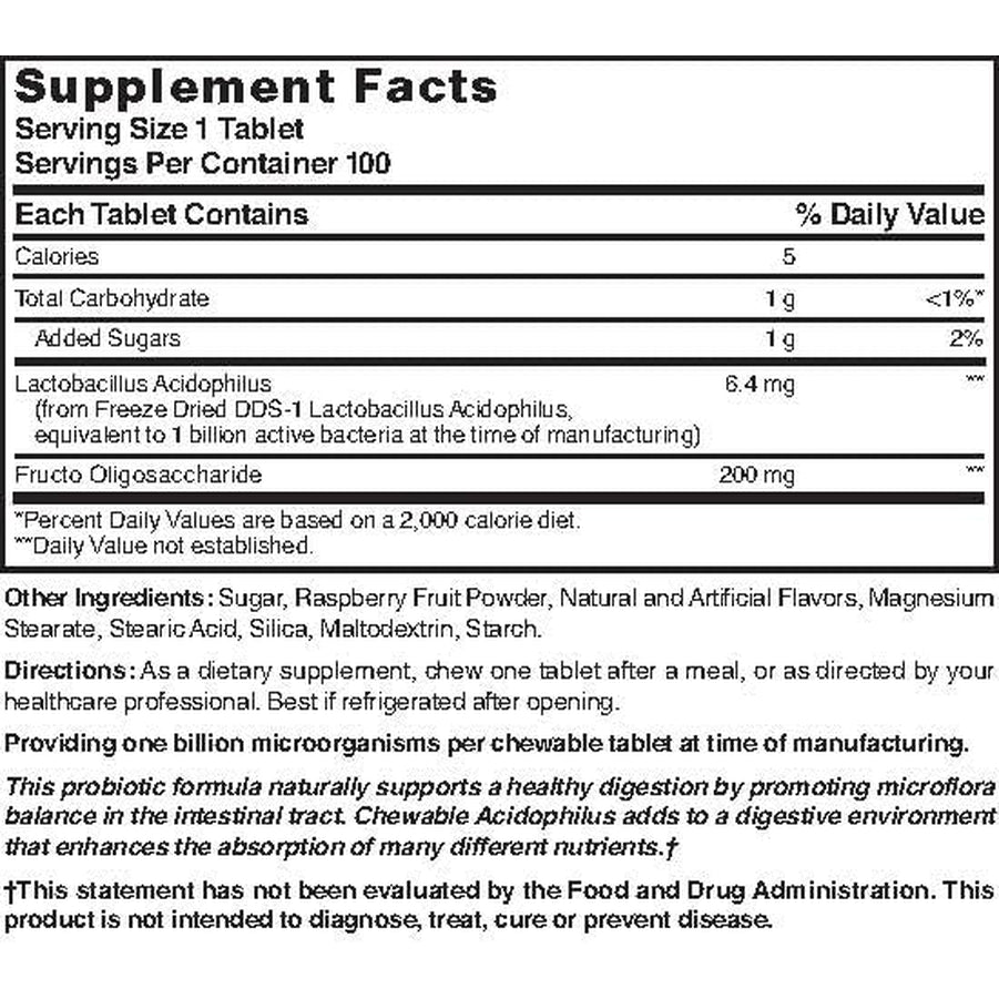 Nature'S Blend Acidophilus Probiotic Supplement - 100 High Potency Capsules - Digestive Health, Gut Flora Balance