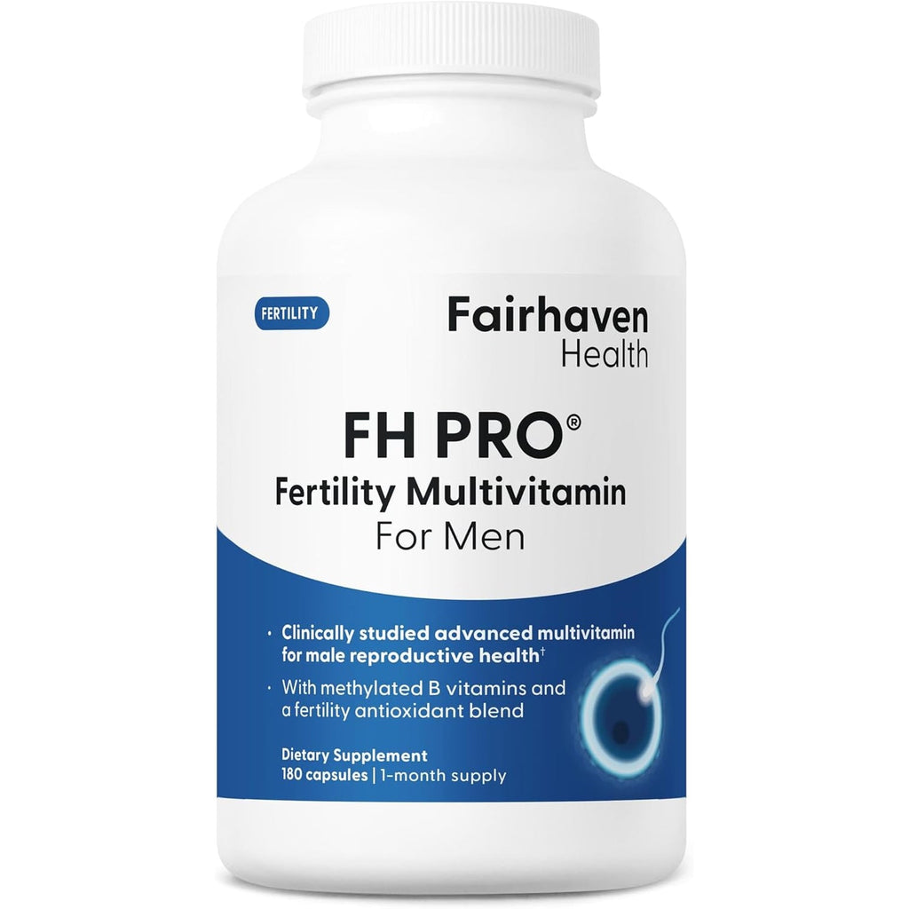 Fairhaven Health FH Pro for Men | Clinically Studied Premium Prenatal Fertility Supplements for Men | Male Fertility Supplements | Count and Motility Support Pre-Conception for Him | 180 Capsules