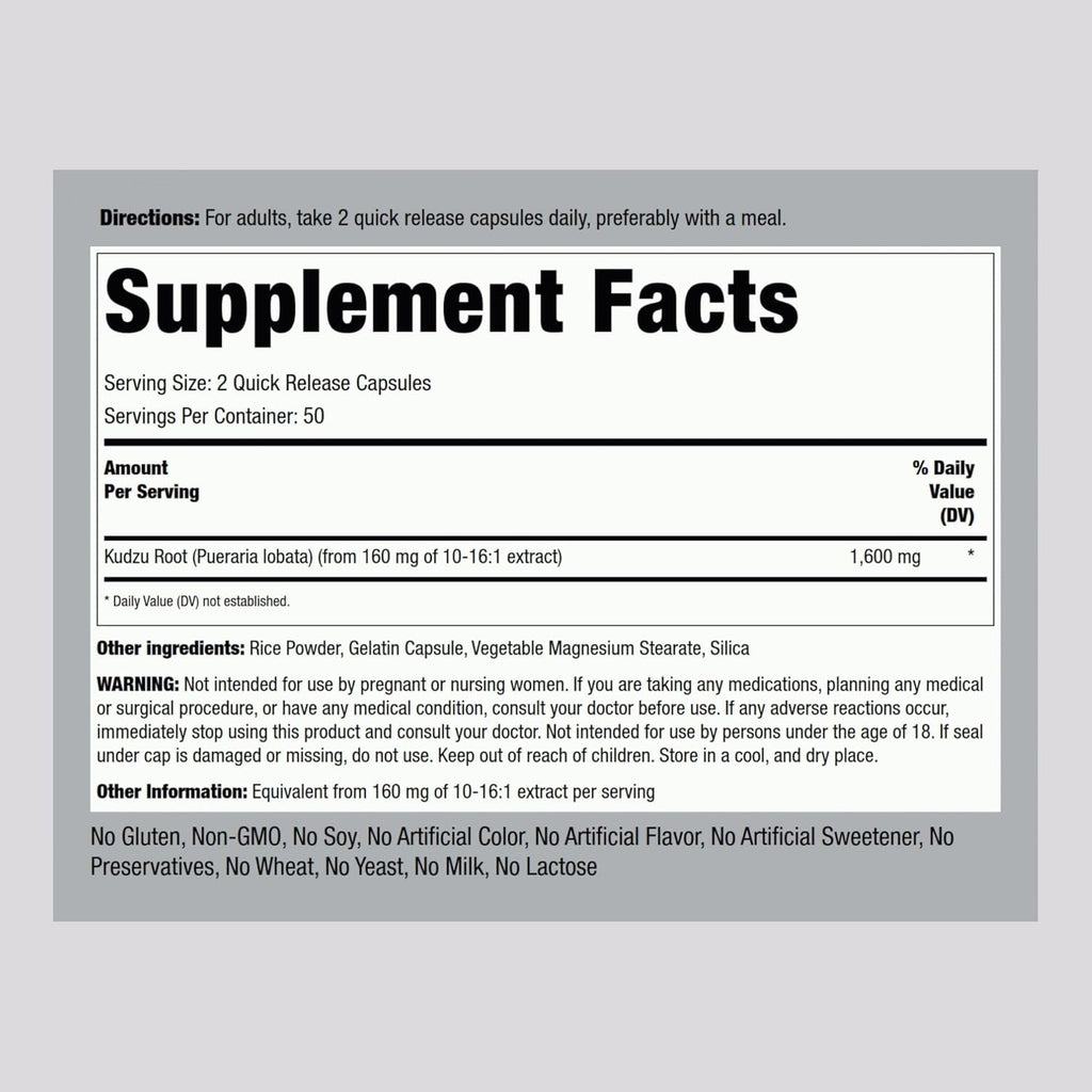 Piping Rock Kudzu Root Capsules | 100 Count | Extract Pills | Non-Gmo, Gluten Free Supplement