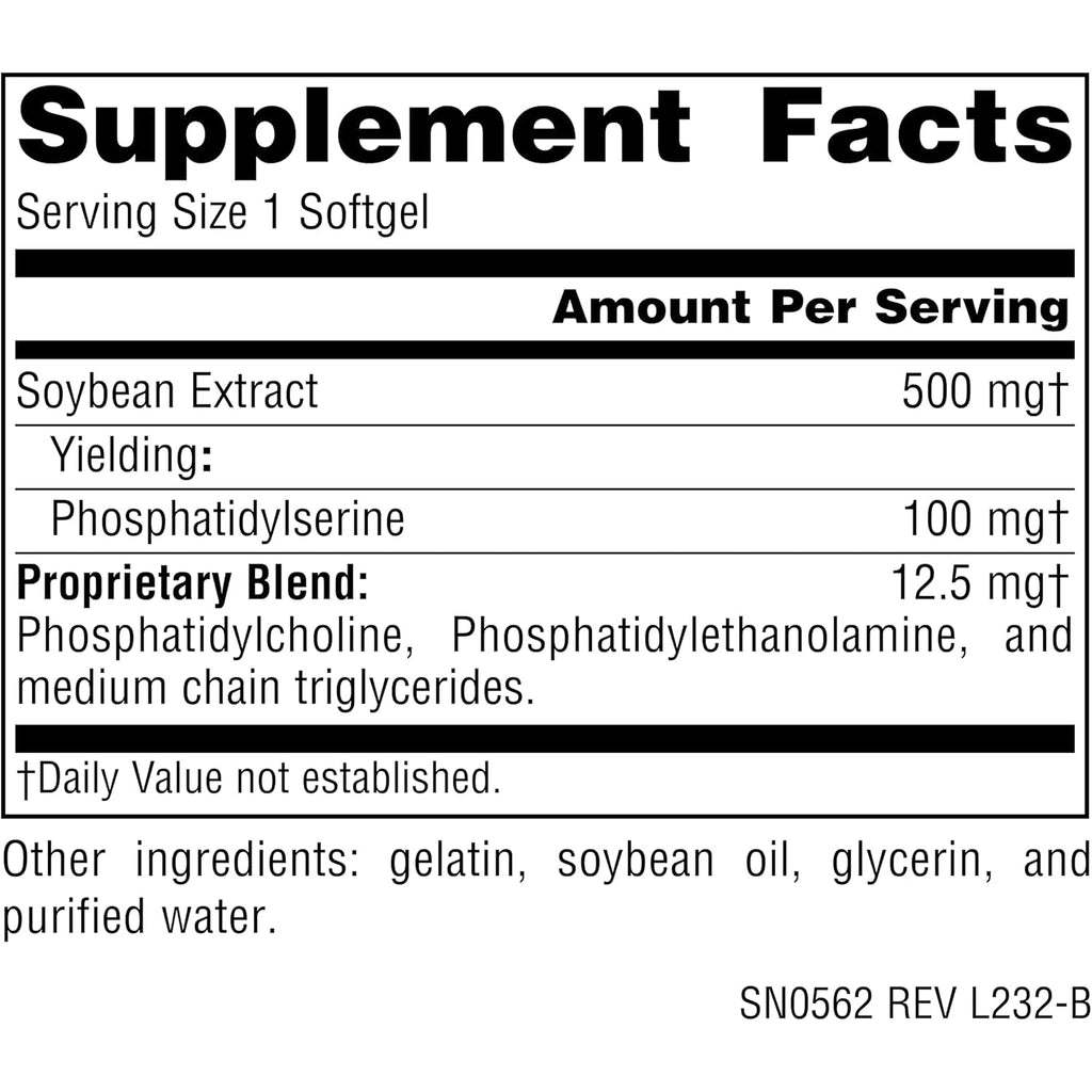 Source Naturals Phosphatidyl Serine Complex Stablilized Enzyme Supplement 500Mg - 100% Pure - 60 Softgels