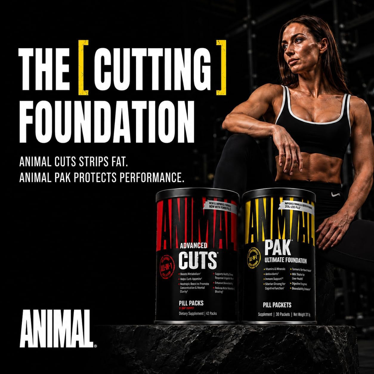 Animal Cuts All-In-1 Thermogenic Fat Burner - 17-Ingredient Cutting Stack with Removable Stim Pill, for Men & Women Athletes - Boosts Metabolism, Curbs Appetite, Sharpens Focus, 42 Pill Packs