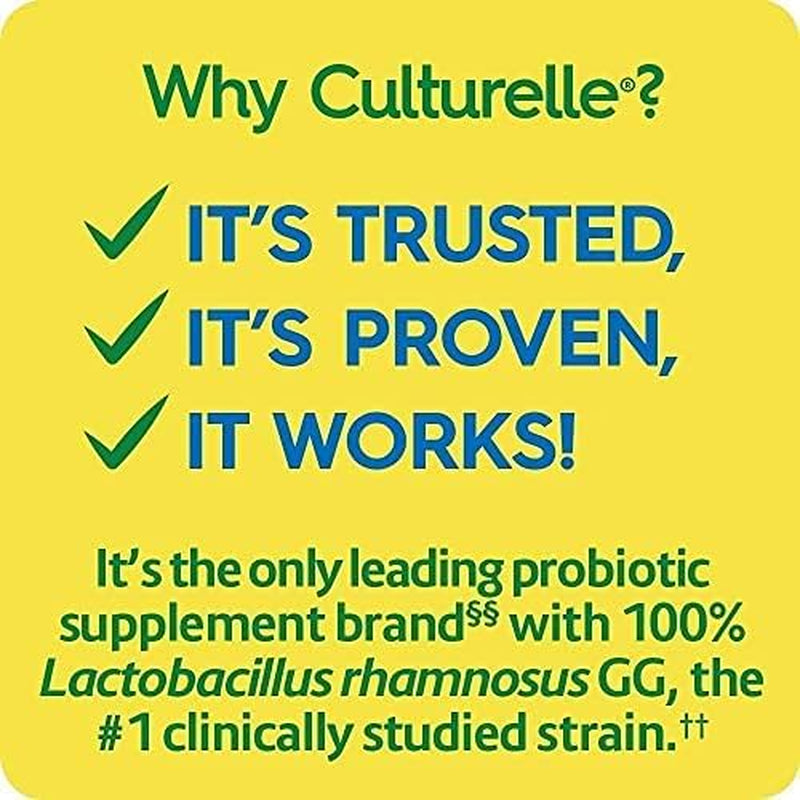 Culturelle Health & Wellness Daily Probiotic Supplement for Men & Women, Helps Support Your Immune System, Occasional Diarrhea, Gas & Bloating, 15 Billion Cfus, Non-Gmo, 50 Count