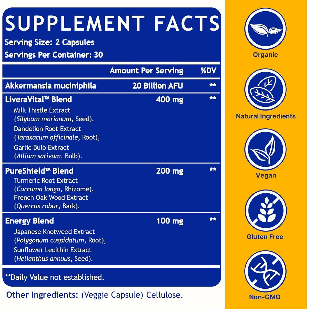 Liver Detoxify Repair & Cleanse, 20 Billion Afu Akkermansia Probiotic with Milk Thistle, Dandelion & Turmeric, 8-In-1 Herbal Formula for Liver Support & Renew, Antioxidant, Gut & Skin Health, 60 Caps