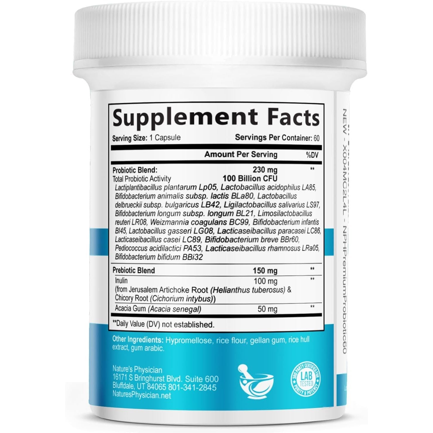 Nature'S Physician Probiotics - 100 Billion CFU per Capsule - 16 Strains + Prebiotics - Best Probiotic Supplement for Women & Men - Supports Immune, Digestive Health, Constipation & Gas - 60 Capsules