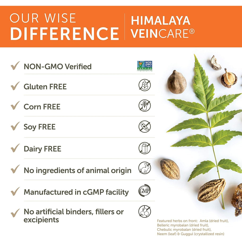 Himalaya Veincare - Herbal Vein Support Supplements for Circulation and Rectal Comfort - Vegan, Non-Gmo, Gluten Free, 300 Mg, 60 Capsules