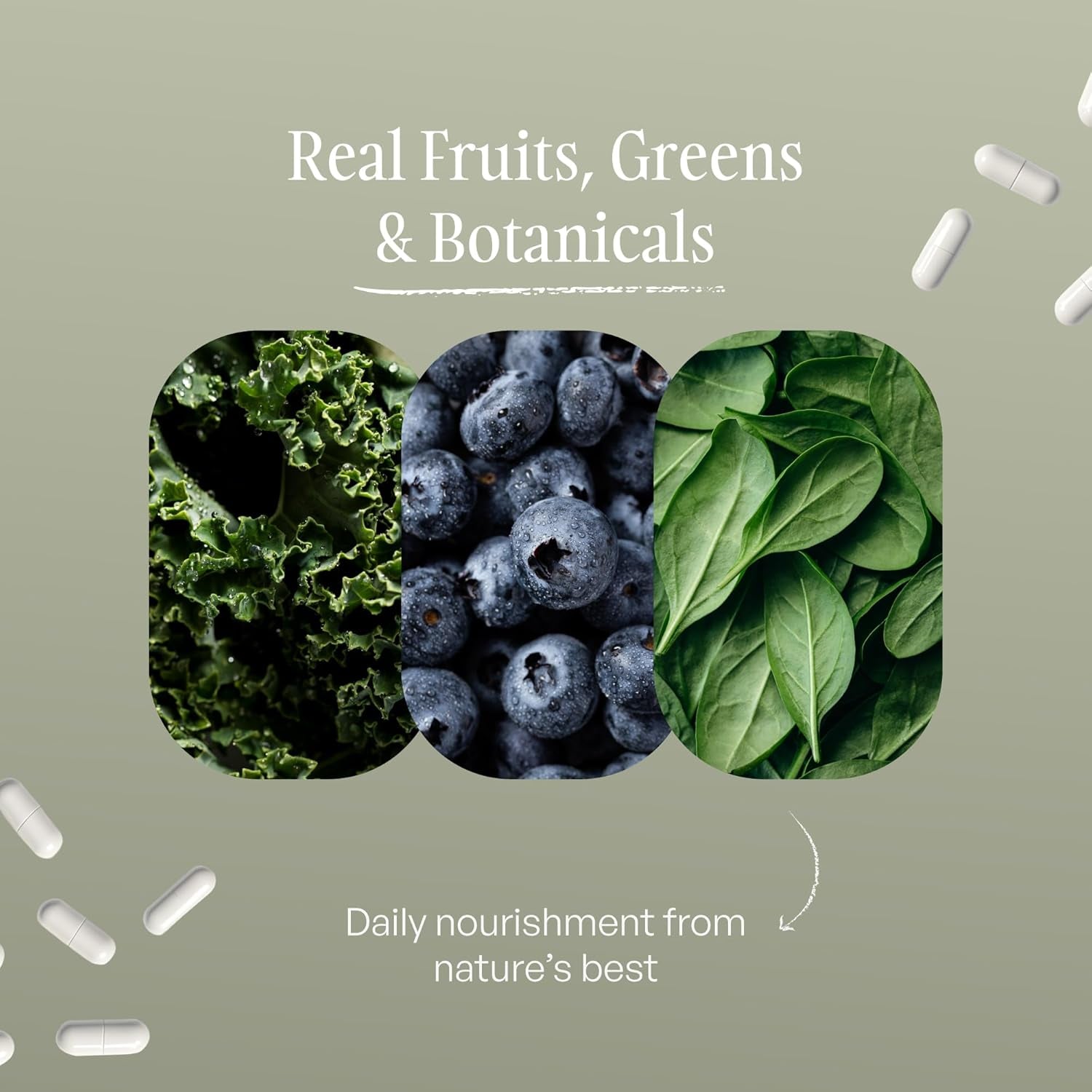 SUBSTANCE. - Nature'S Sustenance Daily Greens, Daily Fruit and Veggies Supplement - Enhance Energy, Mental Clarity - Fruits and Vegetables Supplements - US Made, Vegan-Friendly - 30 Servings.