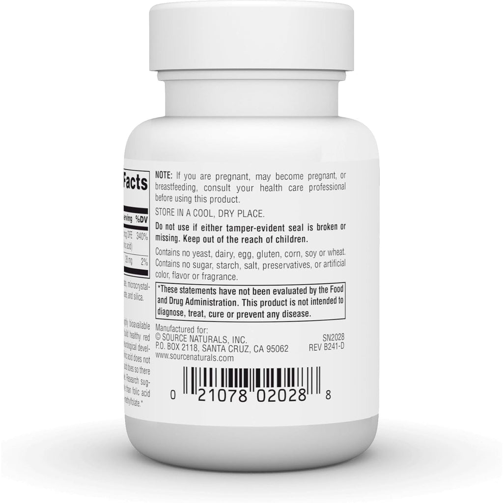 Source Naturals Megafolinic, Bioactive Form of Folic Acid, 800 Mcg - 120 Tablets