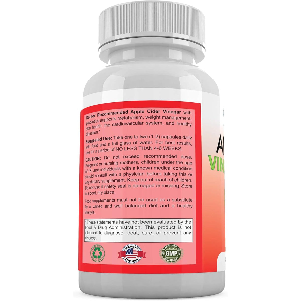 Apple Cider Vinegar Capsules - (120 Veggie Capsules) Organic ACV Supplement with Probiotics - 1500Mg per Serving - Supports General Wellness & Digestive Balance - Non-Gmo, Made in USA