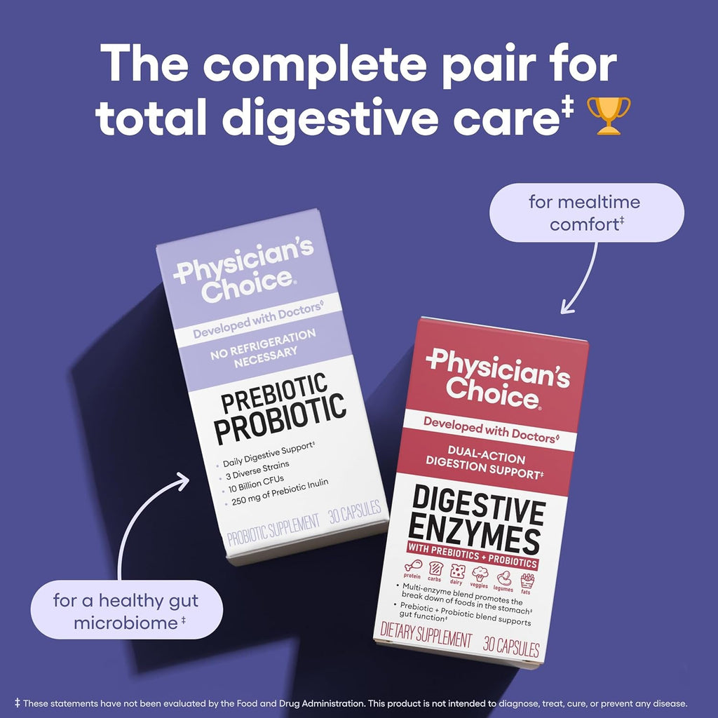 Physician'S CHOICE Prebiotic-Probiotic - Multi-Strain Probiotics & Synergistic Prebiotics -Designed for Digestive Health, Supporting Gut Microbiome - Powerful Prepro for Gut Health - for Women & Men