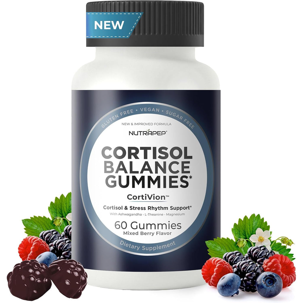 Nutrapep Cortisol Gummies for Women Men - 13-In-1 High Cortisol Reducer with Ashwagandha Magnesium L-Theanine Rhodiola Rosea - Daily Cortisol Detox Manager for Stress Focus Support - Vegan Sugar Free