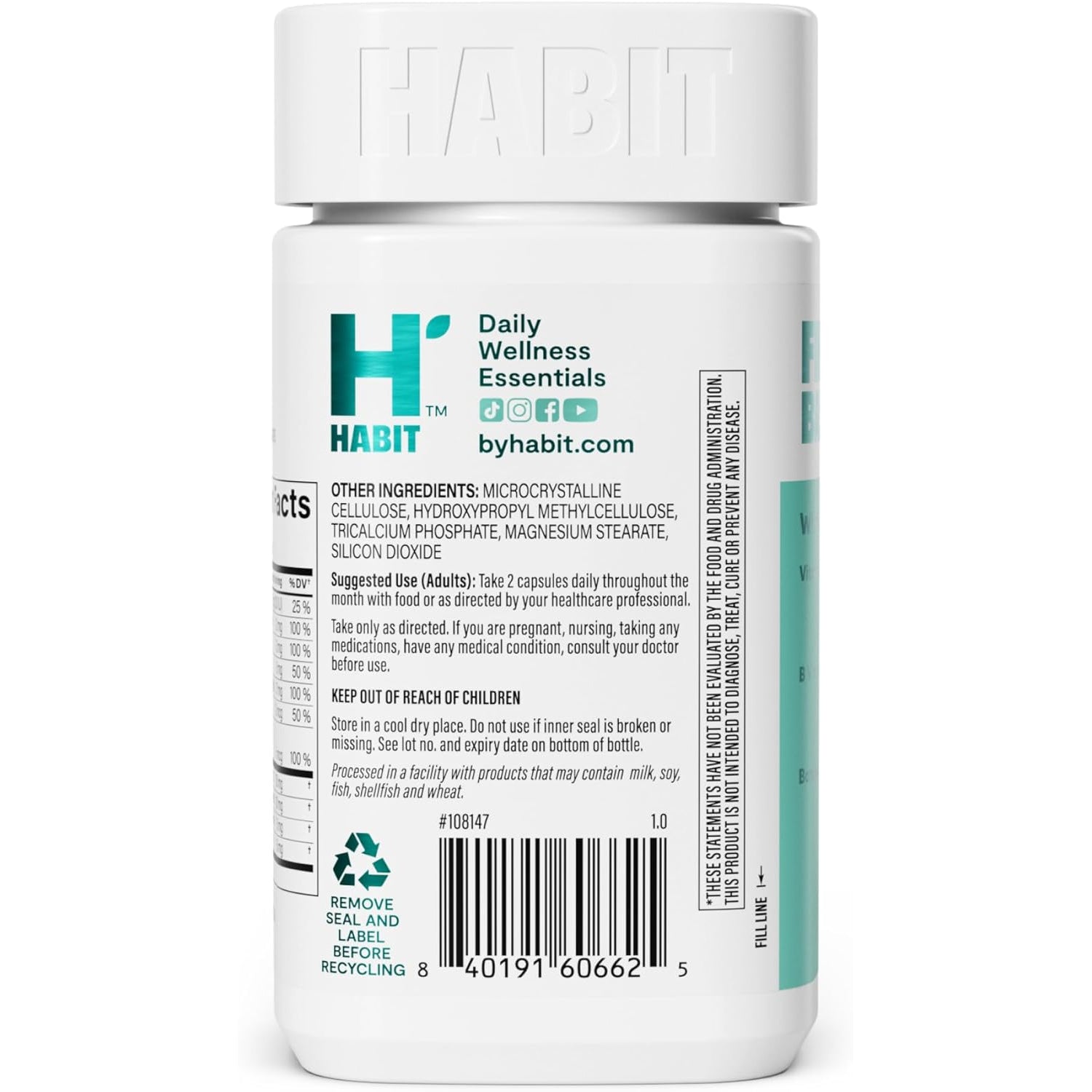 Habit PMS Support Supplement for Women (60 Capsules) - Supports Premenstrual Symptoms & Stress, Hormone Balance, Mood, B Vitamins, Vitamin D, Chasteberry, Ashwagandha, Gluten-Free, Non-Gmo (1 Pack)
