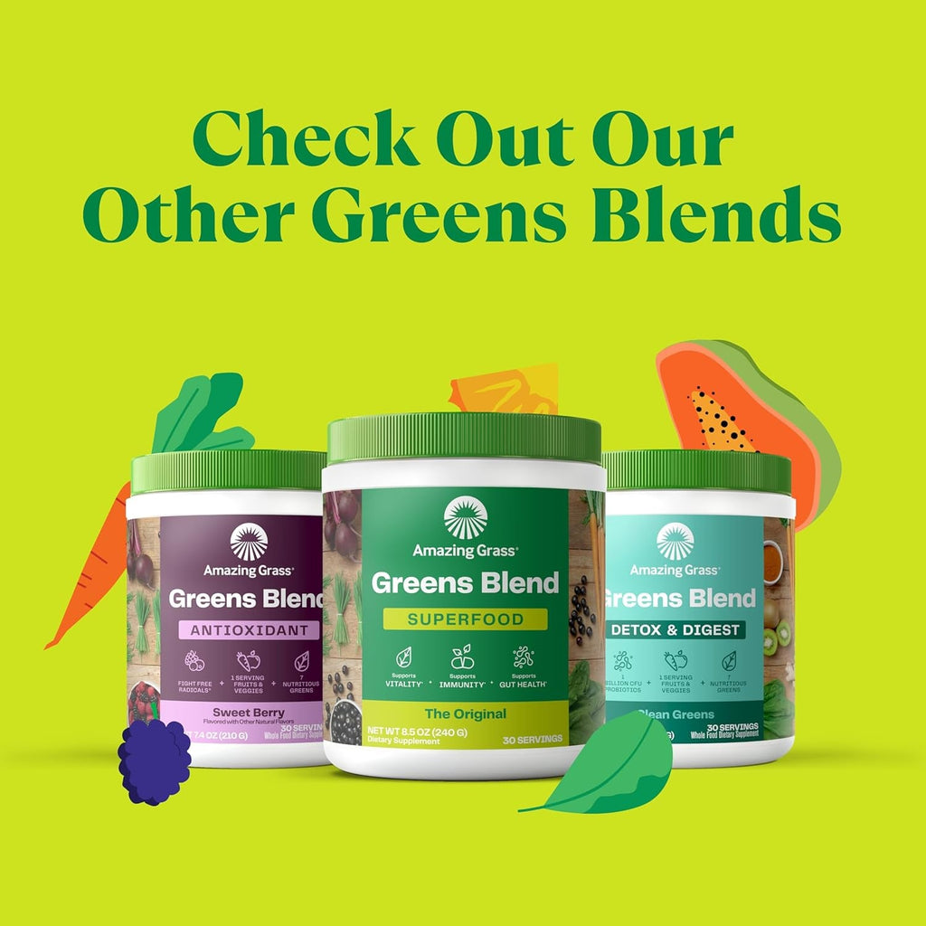 Amazing Grass Kidz Superfood: Organic Greens, Fruits, Veggies, Beet Root Powder & Probiotics for Healthy Kids, Berry Blast, 30 Servings