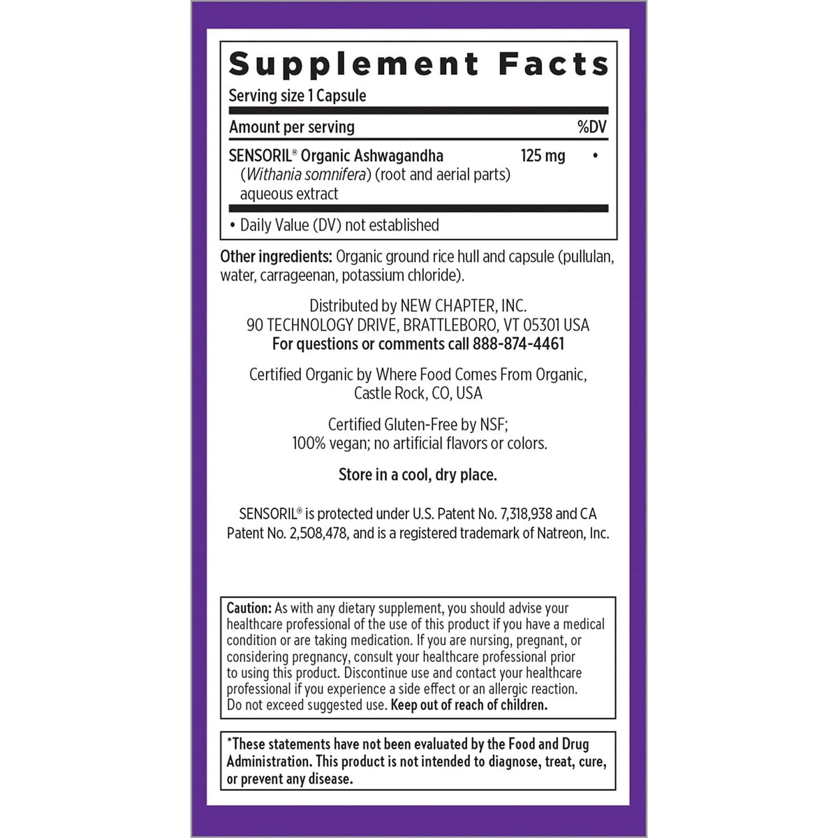 New Chapter Organic Ashwagandha Supplement, One Capsule a Day of Adaptogens for Stress Relief, Mood Support, & Energy, Vegan, 60 Count