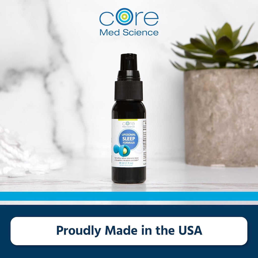 Core Med Science Liposomal Oral Sleep Spray Formula, 1 Fl Oz - Melatonin Spray Supports Restful & Quality Sleep & Relaxation - Glutathione, Melatonin, & GABA for Adults