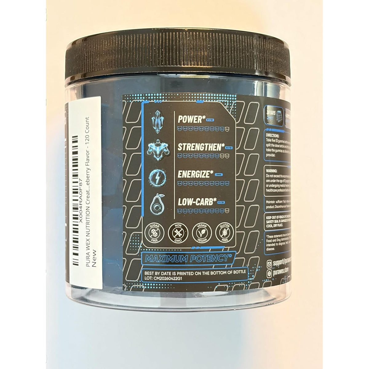 Creatine Monohydrate Gummies 5000Mg Complex for Men & Women - Pre Workout Creatine Chews for Muscle Growth, Strength & Energy, Sugar Free, Vegan, Blueberry Flavor - 120 Count