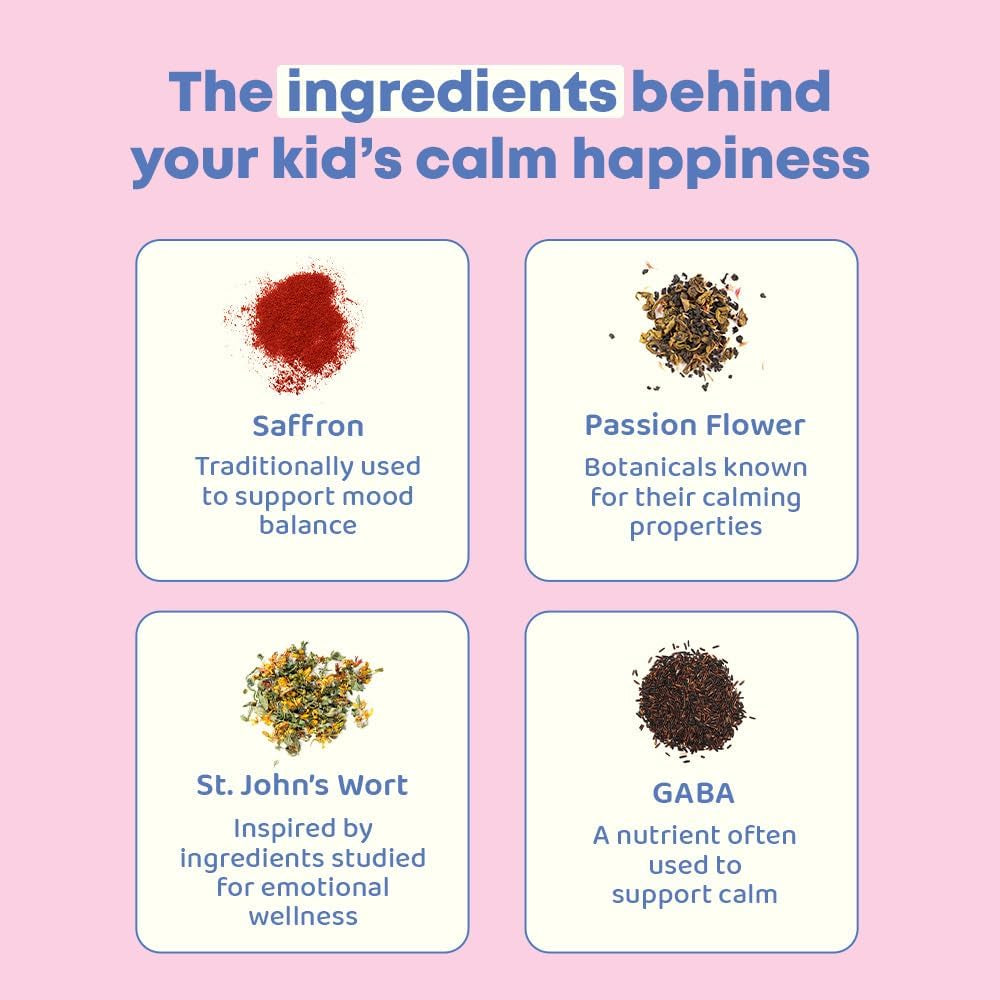 Joyspring Mood Munchies Saffron Gummies for Kids 4+ | Saffron Extract Supplement with GABA, Passion Flower & St Johns Wort | Sugar Free Vegan Brain Support & Kids Focus Gummies | Crafted in USA