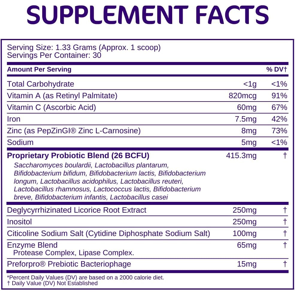 Aspire Nutrition Bio-Heal Pro+ 6-In-1 Probiotic Powder Supplement – Daily Probiotic Formula for Women, Men, and Kids - 30 Day Supply