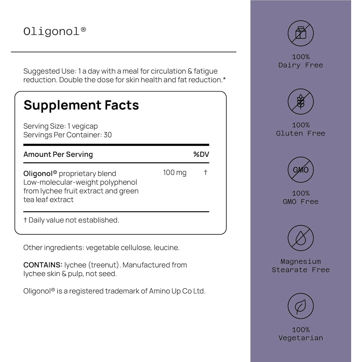 Quality of Life Oligonol Premium anti Aging Supplement - Promotes Cardiovascular Health, Circulation & Youth, Includes Antioxidants - Lychee Fruit Extract - 30 Vegicaps