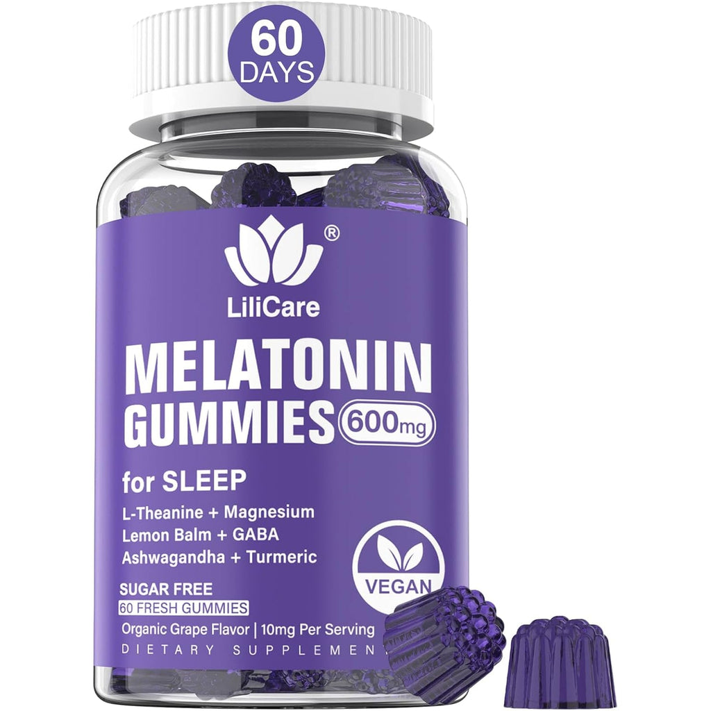 Melatonin Gummies 10Mg 20Mg for Adults Sugar Free, Extra Strength W/ L-Theanine, Ashwagandha, Magnesium, Turmeric, GABA, Lemon Balm and Chamomile for Healthy Circadian Rhythm, Vegan Grape Flavor, 60Ct