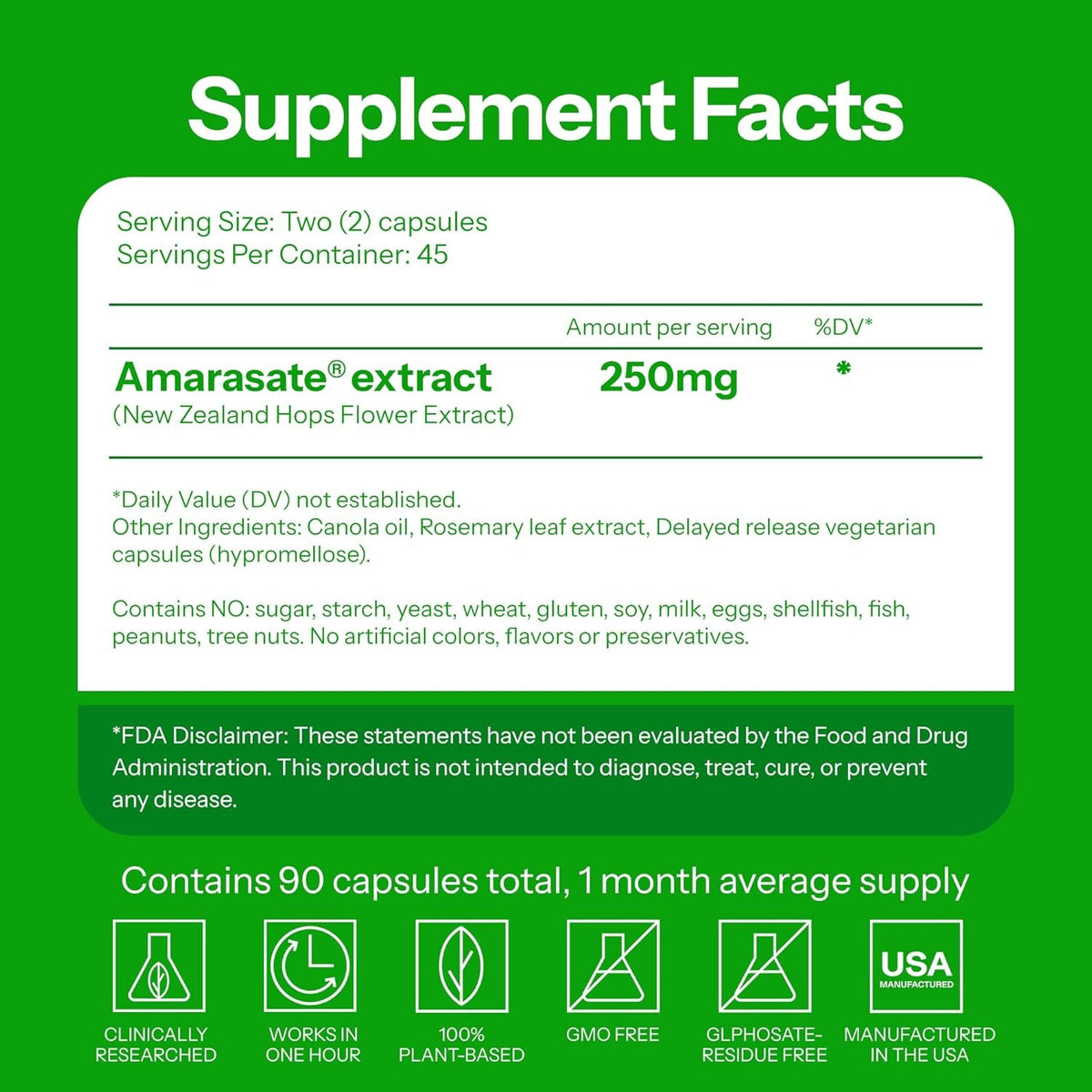 Calorie Control Supplement 6X Natural GLP-1 Support, Official & Patented Amarasate Formula, Plant Based Dietary GLP1 Supplement, Manages Appetite, Hunger & Cravings, 1 Month Average Supply, 90 Count
