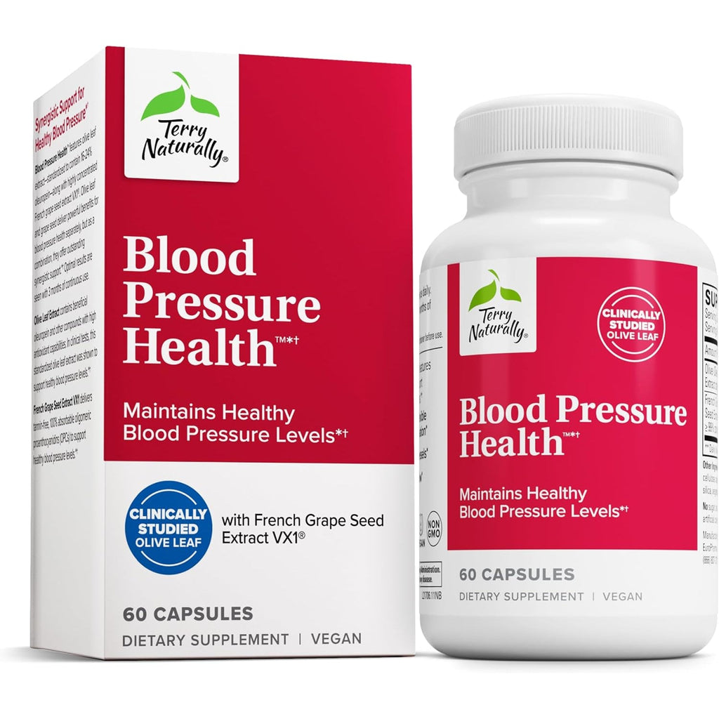 Terry Naturally Blood Pressure Health - Healthy Blood Flow & Circulation Support Supplement - Heart Health Supplement with Antioxidants - Cardiovascular Support - 60 Capsules