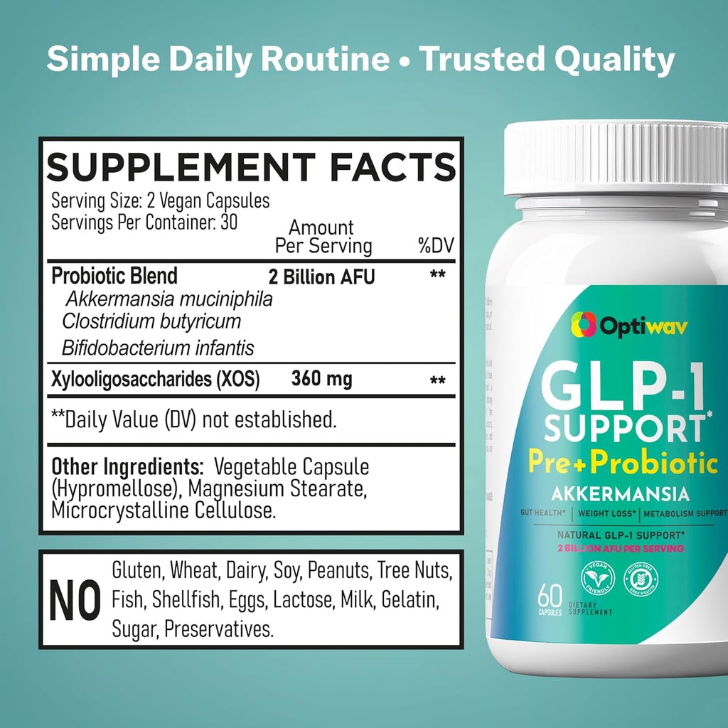 GLP-1 Support Weight Loss Pre + Probiotic Akkermansia Supplement - Women Men Natural Appetite Suppressant & Metabolism Booster - Daily Support to Activate Hunger Control Curb Cravings Gut & Fat Burn