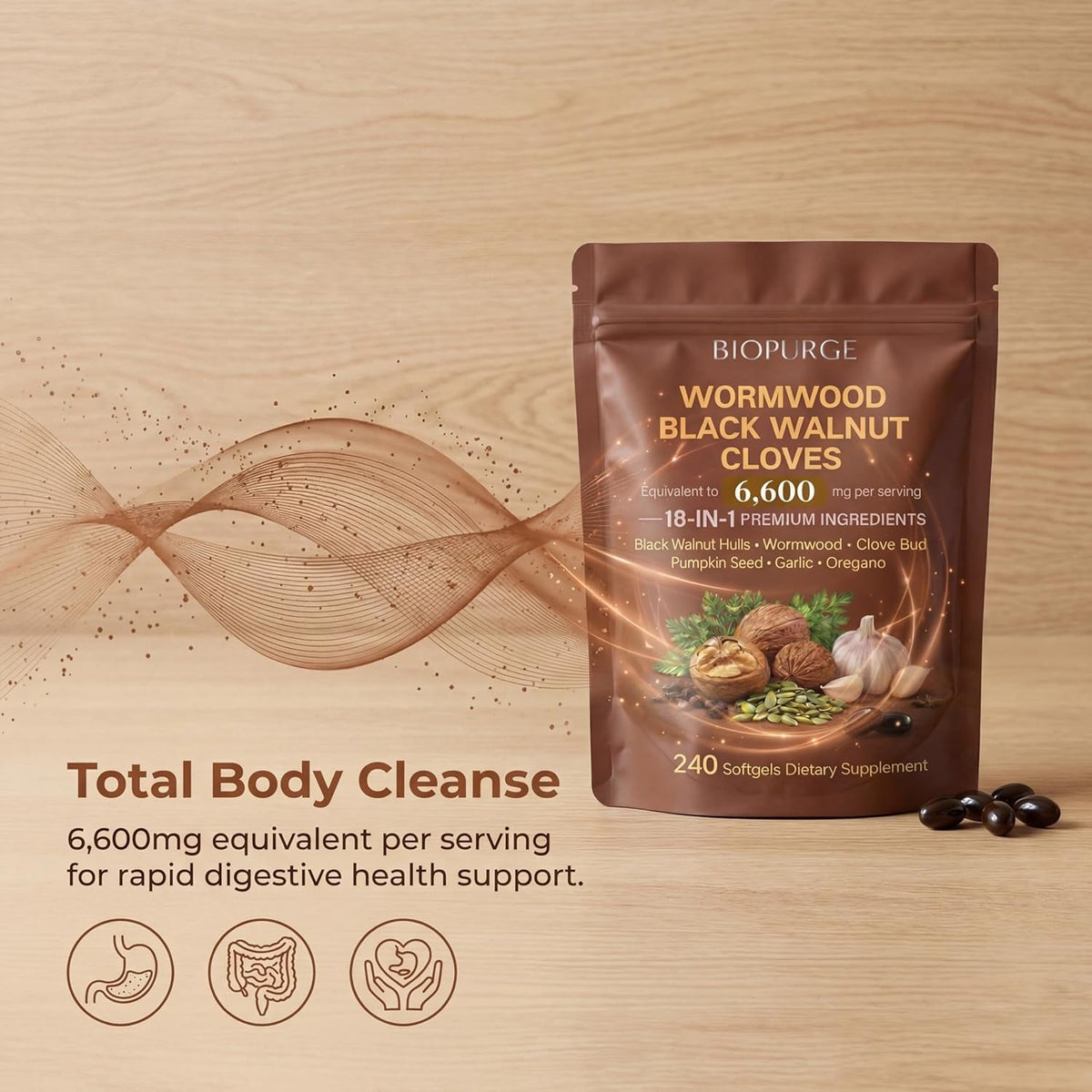 BIOPURGE Wormwood Black Walnut Softgels – 18-In-1 Premium Herbal Complex, with Clove, Garlic, Turmeric, Pumpkin Seed, Oregano, Berberine, Digestive & Gut Balance Support