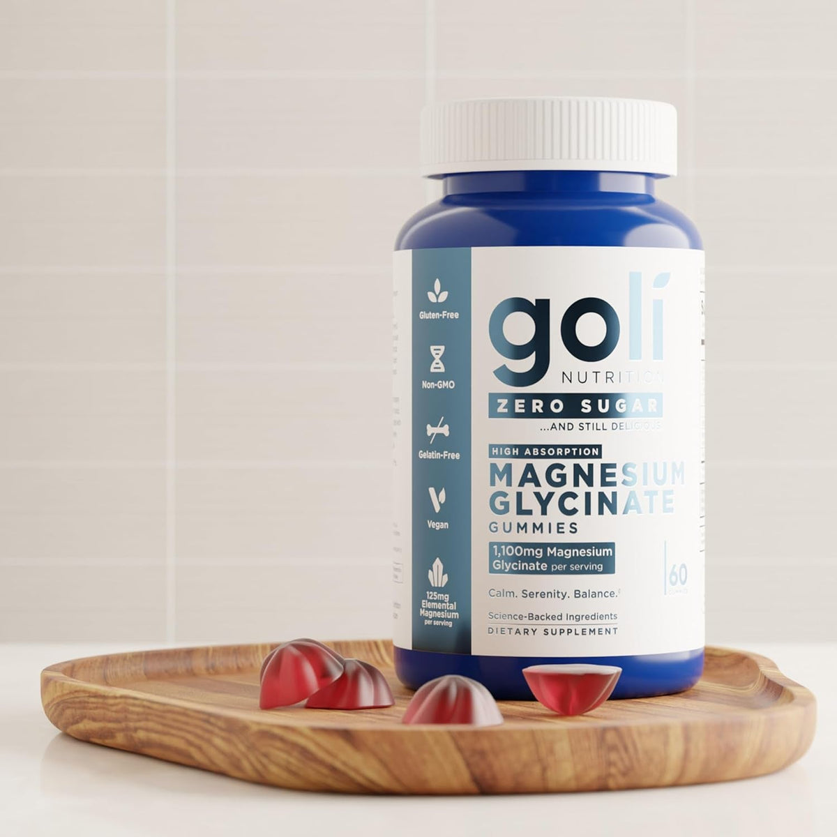 Goli Zero Sugar Magnesium Gummies - 125Mg Magnesium Citrate with Vitamin D - No Artificial Sweeteners, No Sugar Alcohols - Vegan, Keto-Friendly, Gluten-Free
