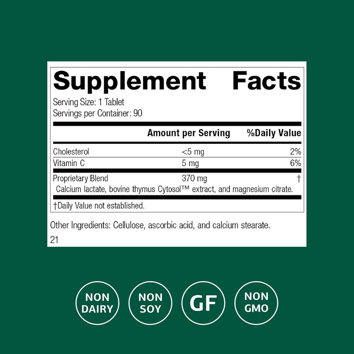 Standard Process Thymex - Cytosol Extract Dietary Supplement for Immune Health - Gluten-Free, Non-Dairy, & Non-Soy - 90 Tablets (90 Servings)