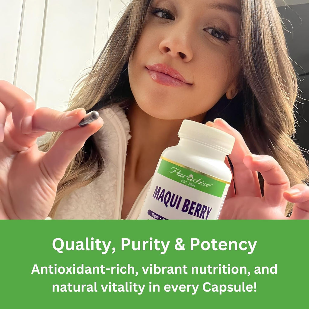 Paradise Herbs, Organic Maqui Berry Extract, 400 Mg, Fresh, Freeze-Dried Concentrate for Superior Potency, Non-Gmo, Vegan, 60 Capsules