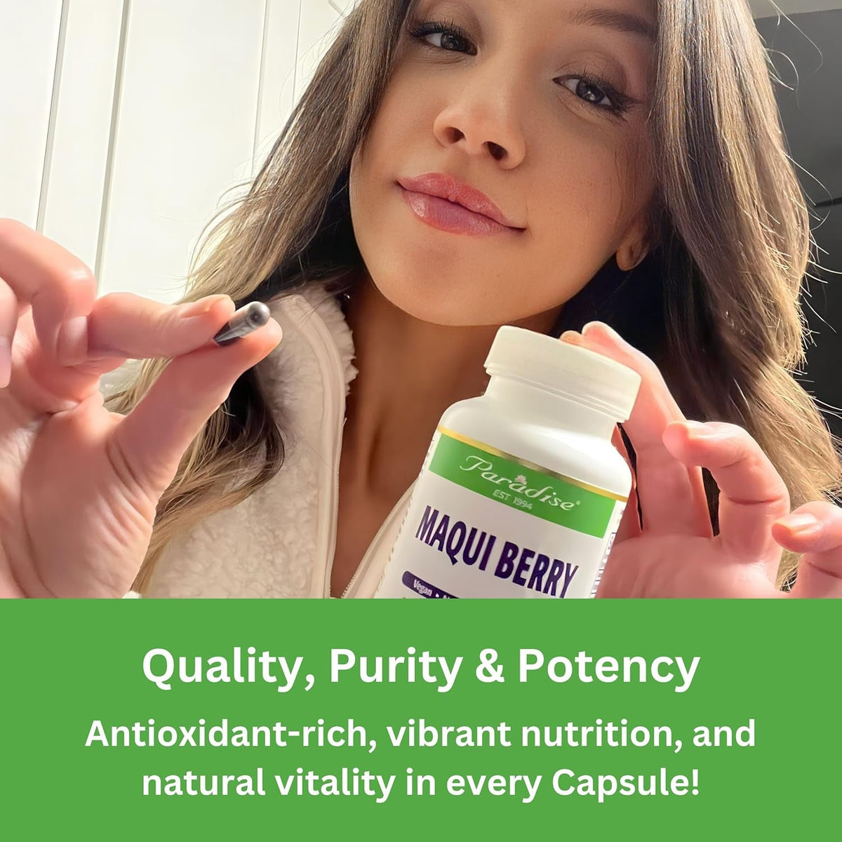 Paradise Herbs, Organic Maqui Berry Extract, 400 Mg, Fresh, Freeze-Dried Concentrate for Superior Potency, Non-Gmo, Vegan, 60 Capsules