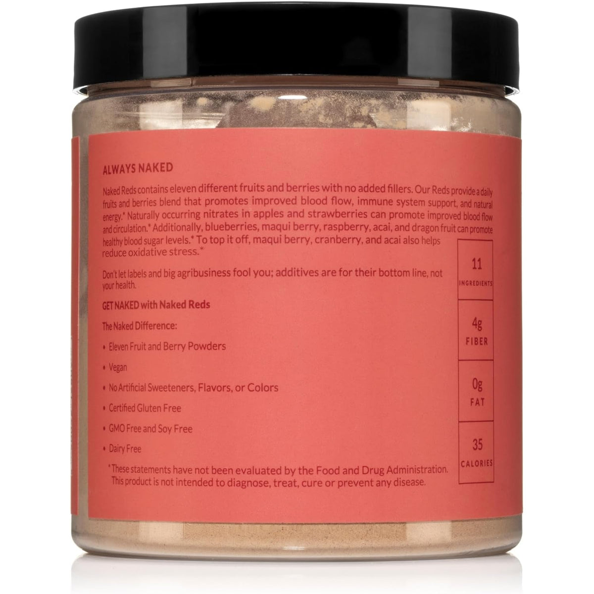 NAKED Reds Superfood Powder - Healthy, Energizing Polyphenol Fruit Powder Mix, No Fillers, No Additives, Vegan, Non-Gmo, Gluten Free - 28 Servings