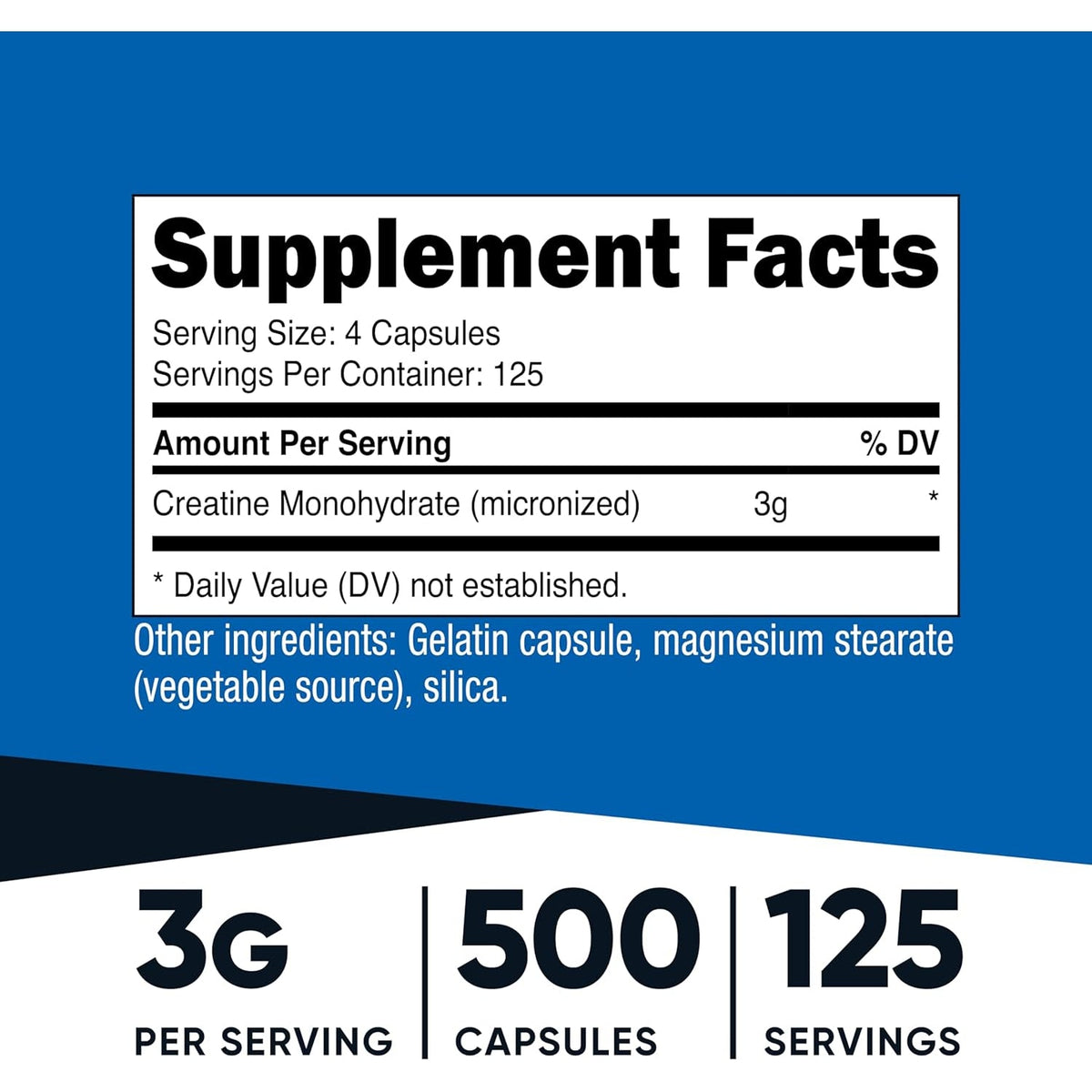 Nutricost Micronized Creatine Monohydrate 3,000Mg 500 Capsules, 125 Servings, 750Mg of Creatine Monohydrate per Capsule