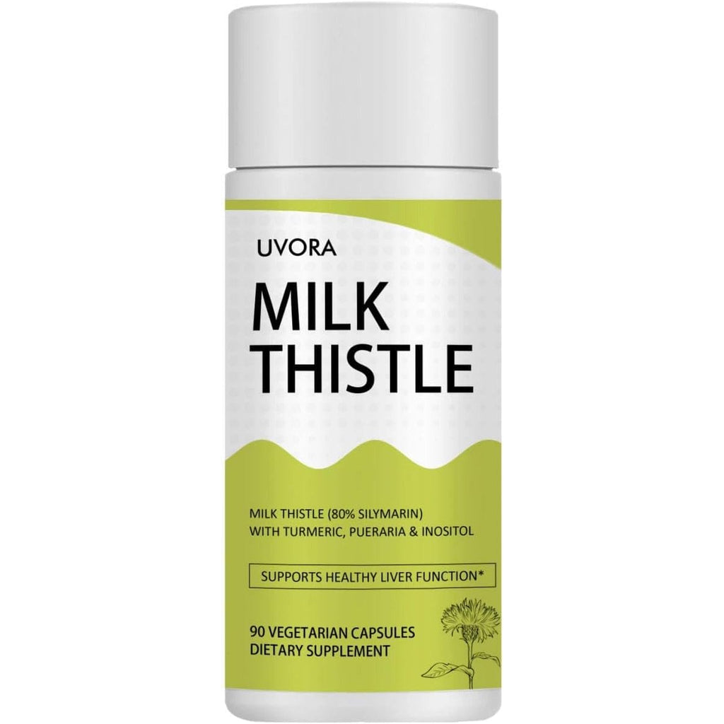 Uvora - Milk Thistle Detox.Uvora Milk Thistle Extract 300 Mg, Extract with Vitamin C, Inositol & Pueraria, Liver Detox Support, Antioxidant Support, 90 Capsules