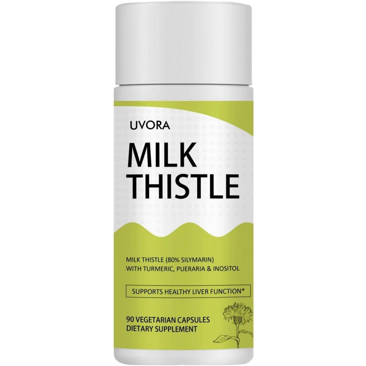 Uvora - Milk Thistle Detox.Uvora Milk Thistle Extract 300 Mg, Extract with Vitamin C, Inositol & Pueraria, Liver Detox Support, Antioxidant Support, 90 Capsules
