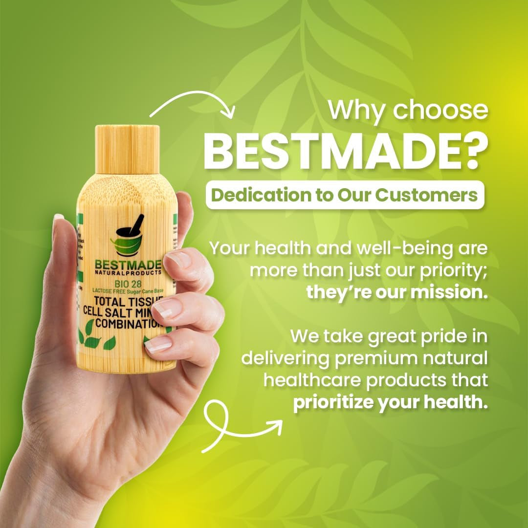 Bestmade Total Tissue Cell Salt Mineral Combination, BIO28 Lactose-Free - Helps Body Absorb Nutrients, Increases Energy Levels, Improves Sleep Patterns, and Restores Vitality, Vegan, 350 Pellets