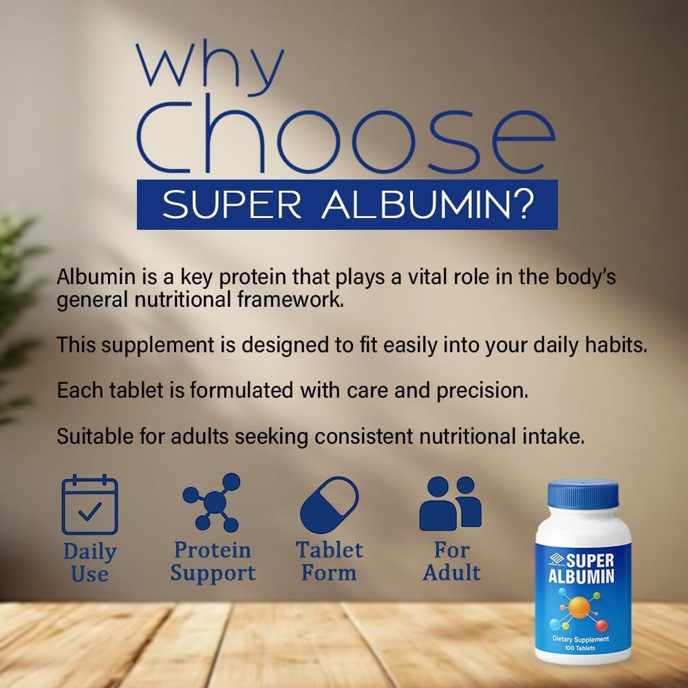 Super Albumin – Hydrolyzed Protein & Amino Acids Supplement | 100 Tablets | Supports Tissue Repair, Cellular Health & Physiological Balance