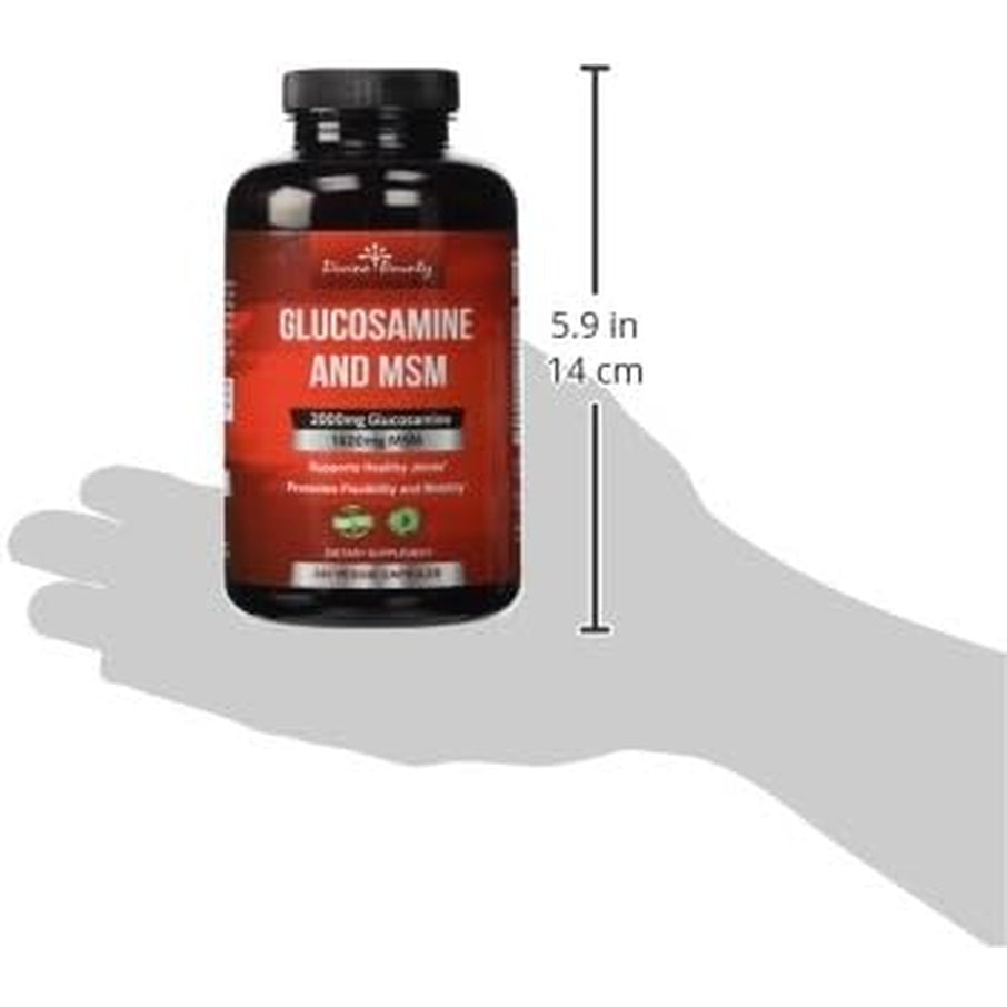 Divine Bounty Glucosamine Sulfate Supplement (2000Mg per Serving) with MSM - 240 Small Vegetarian Capsules - No Shellfish or Harmful Additives