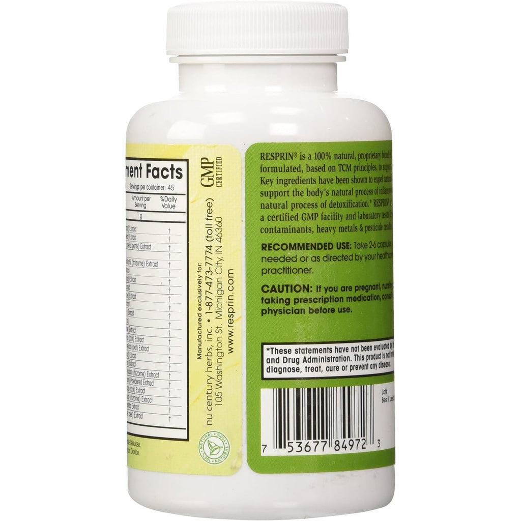 Respirin Traditional Herbal Blend for Natural Breathing Enhancement, 500Mg, 90 Vegan Capsules